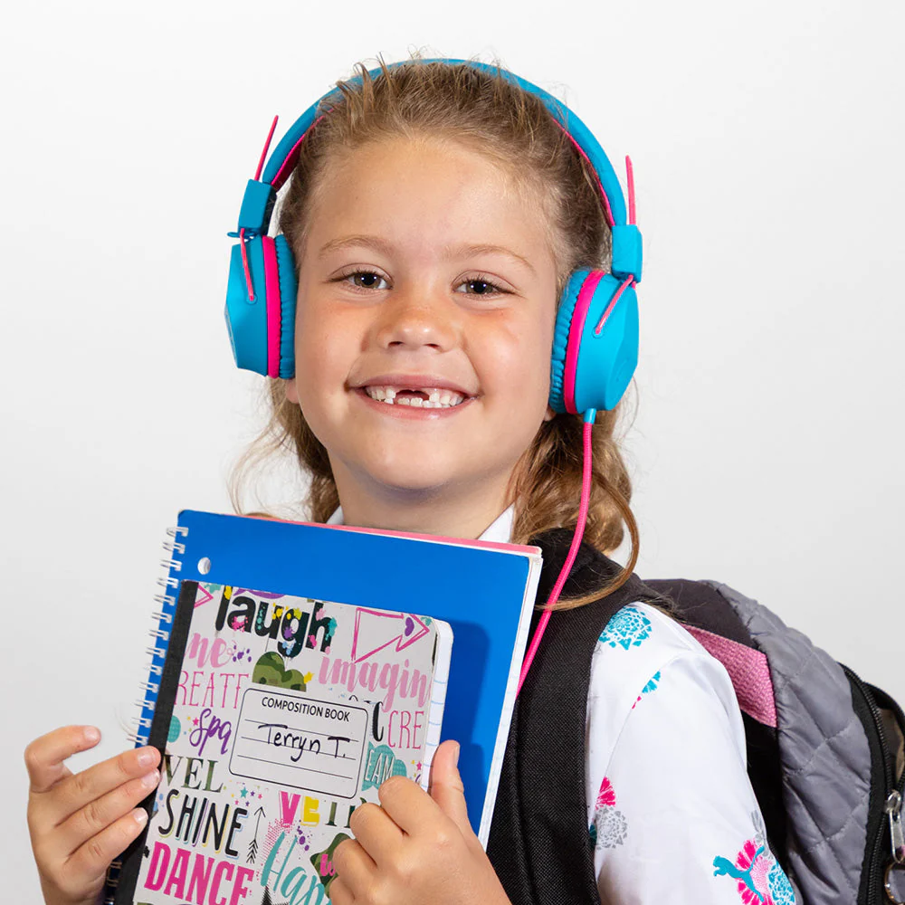 JBuddies Studio On-Ear Kids Wired Type-C Headphones Blue/Pink - Image 4