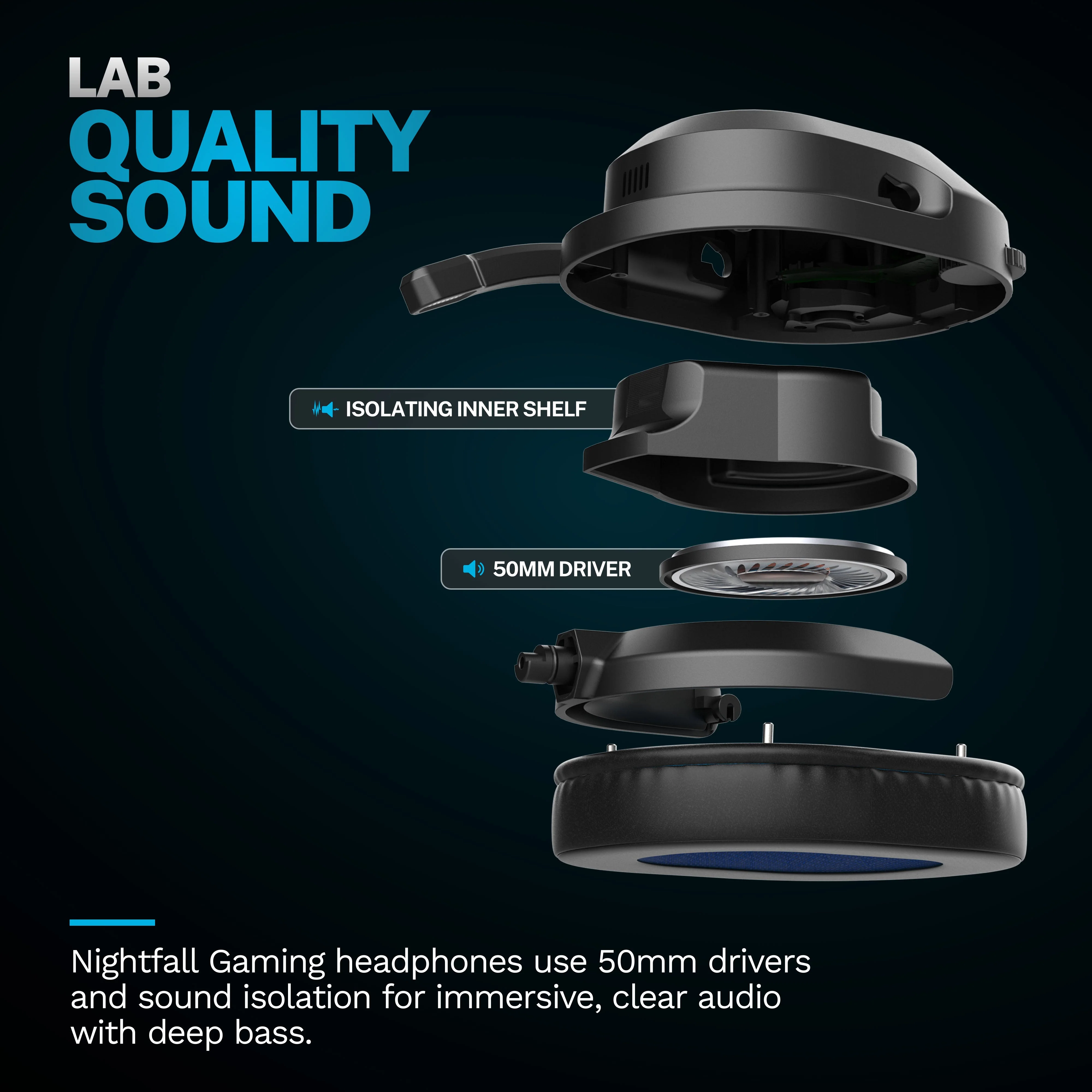 Nightfall Wireless Gaming Headset Black - Image 4